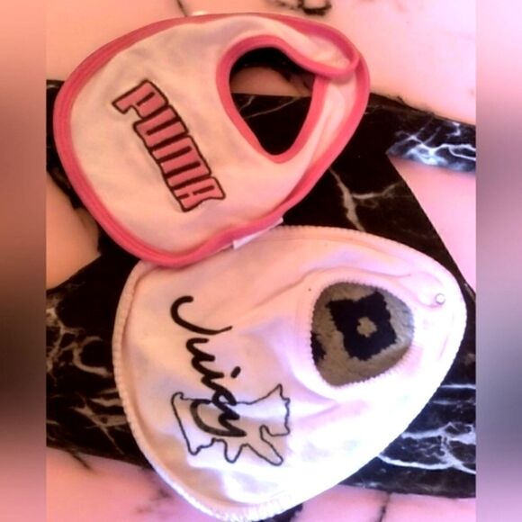 JUICY COUTURE BIBS BABY LOT SEVEN PUMA & more! 7 NEW & GENTLY USED Girls - Picture 4 of 14